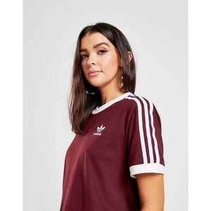 adidas Maroon and White Short Sleeve Tee